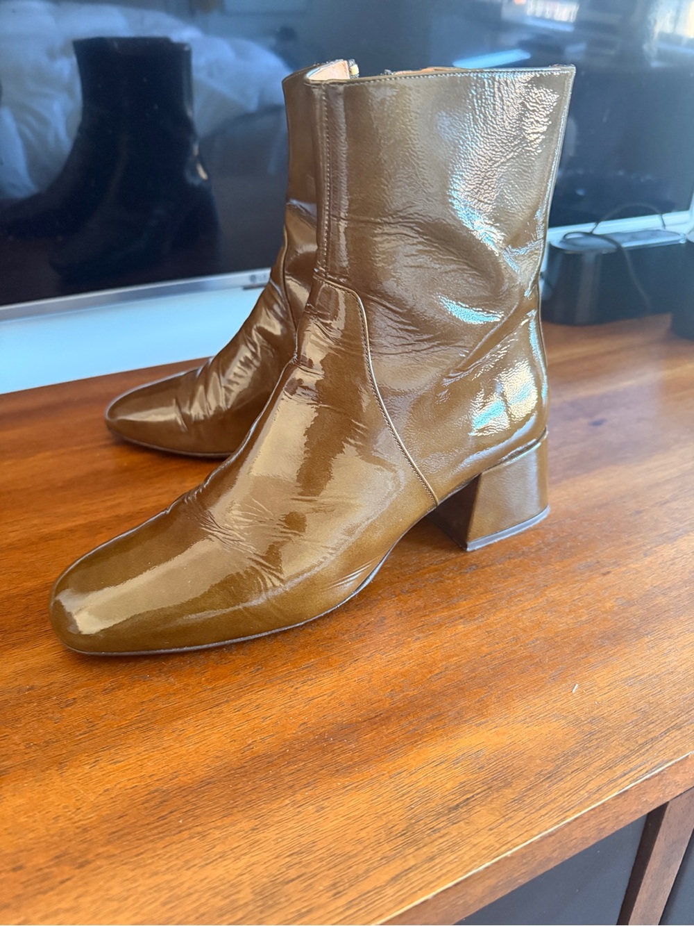 Sezane - Paulette low boots Heel Ankle Boots in Olive Brown 41